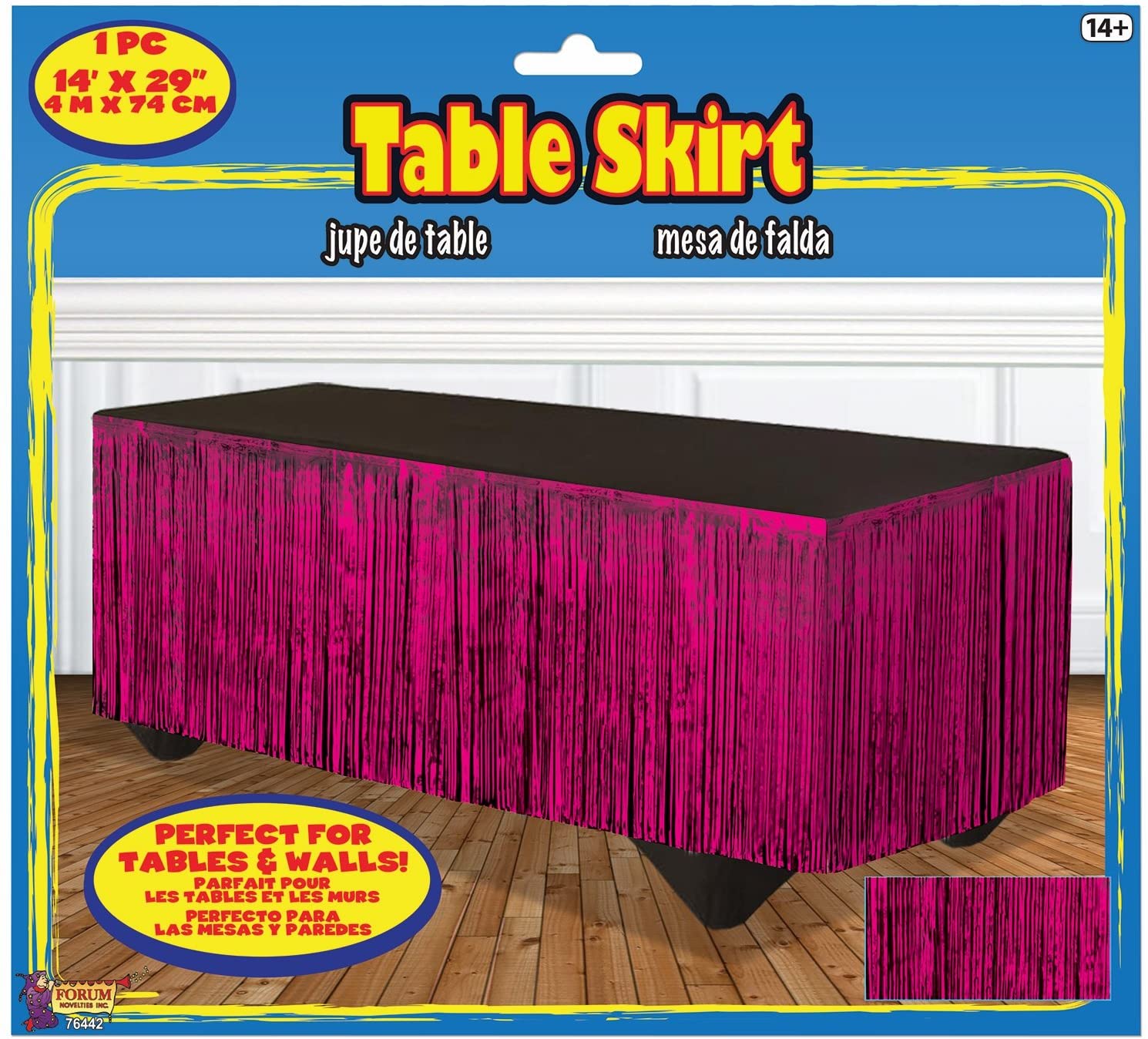 pink tinsel fringe table skirt